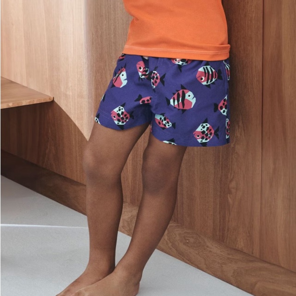 Hanna Andersson Purple Fish Print Swim Shorts